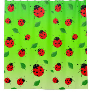 kinder Schattigee rode lieveheersbeestje Polka dot Douchegordijn