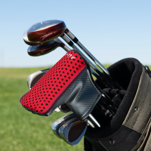 kinder Schattigee rode lieveheersbeestje Polka dot Golfheadcover (Insitu)