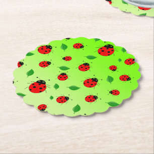 kinder Schattigee rode lieveheersbeestje Polka dot Kartonnen Onderzetters