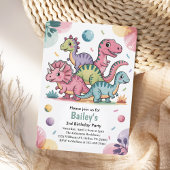 Kinder Schattigee Roze Dinosaurus 3e Verjaardagsfe Kaart