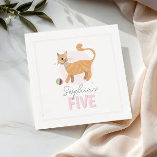 Kinder Schattigee Roze Kat Meisjes Verjaardag Servet