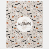 Kinder Schattigee Spooky Halloween Herfst Monogram Fleece Deken (Voorkant)