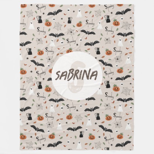 Kinder Schattigee Spooky Halloween Herfst Monogram Fleece Deken (Voorkant)