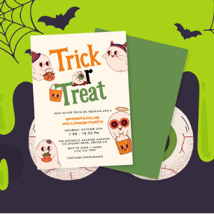 Kinder Schattigee Trick or treat Halloween Party Kaart
