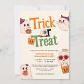 Kinder Schattigee Trick or treat Halloween Party Kaart (Voorkant)