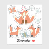 Kinder Schattigee vriendelijke vossen in liefde vl Sticker (Vel)