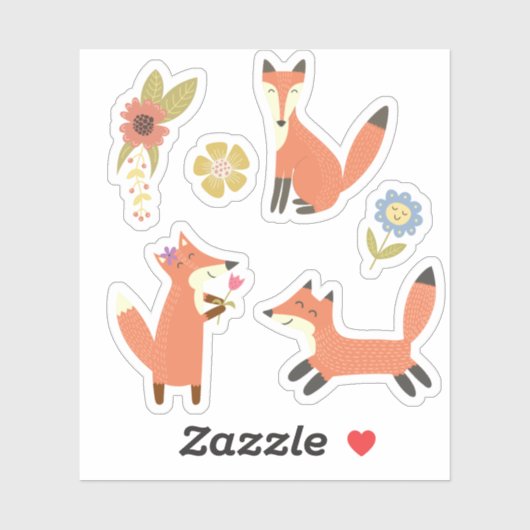 Kinder Schattigee Vriendelijke Vossen Vossen met B Sticker (Vel)