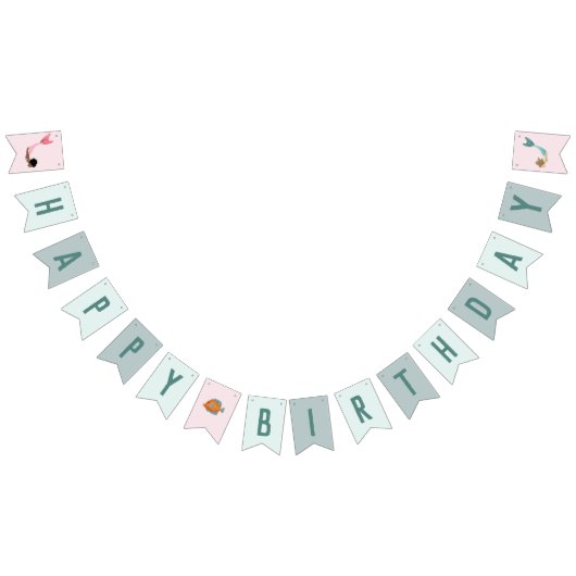 Kinder Schattigee Zeemeermin Zee Meisjes Verjaarda Vlaggetjes (Alle)