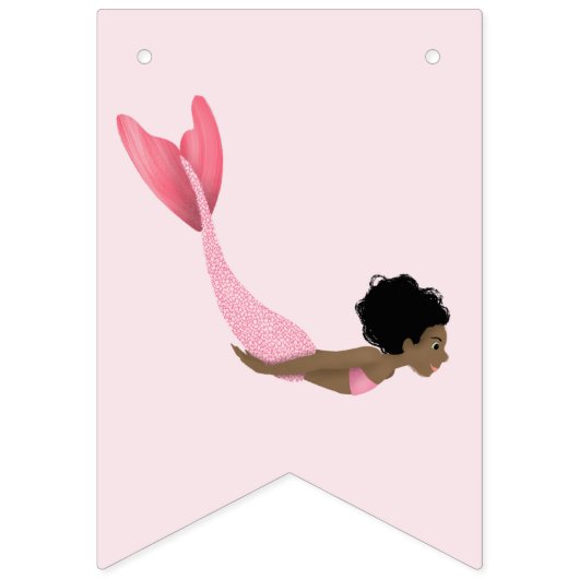 Kinder Schattigee Zeemeermin Zee Meisjes Verjaarda Vlaggetjes (Eerste vlag)