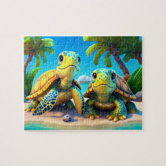 Kinder schildpadden - Tropisch Legpuzzel (Horizontaal)