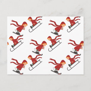 Kinder Schlitten Ski kinderen slechter Briefkaart