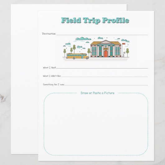Kinder School Field Trip Profiel Download Afdrukke (Voorkant / Achterkant)
