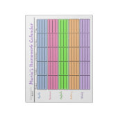 Kinder school om een kleurrijke kalendergrafiek te notitieblok (Linkerzijde)