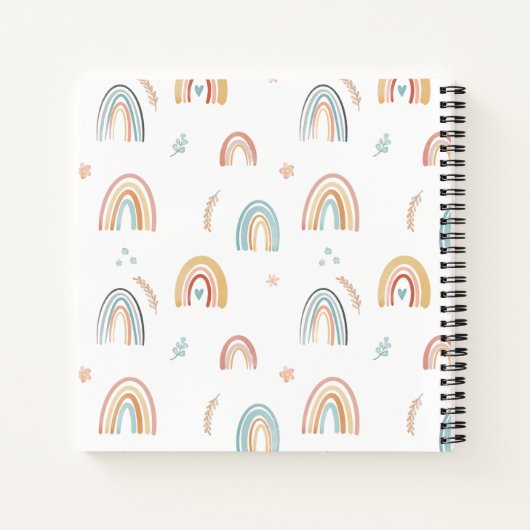 Kinder school voor meisjes Boho en Roze regenboog Notitieboek (Achterkant)
