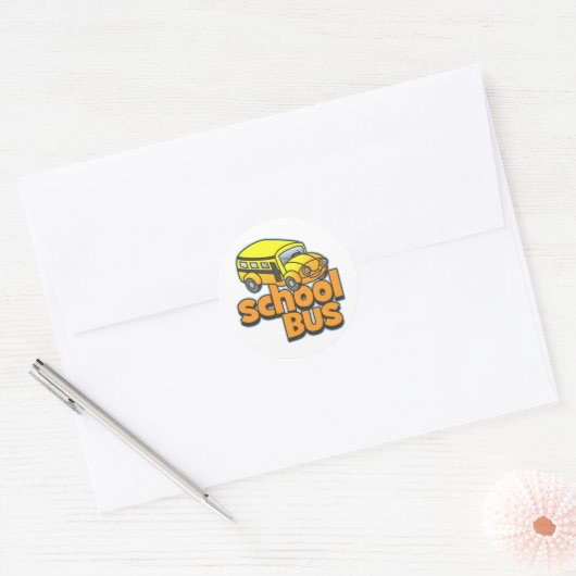 Kinder schoolbus ronde sticker (Envelop)