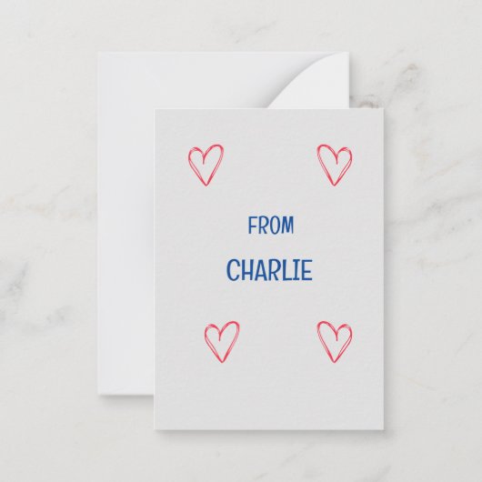 Kinder schoolkaarten voor Valentijnse  Notitiekaartje (Achterkant)