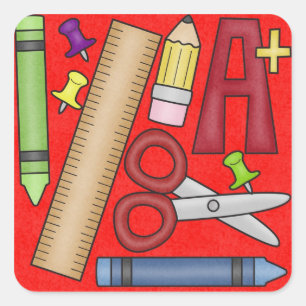 Kinder schoolstickers vierkante sticker