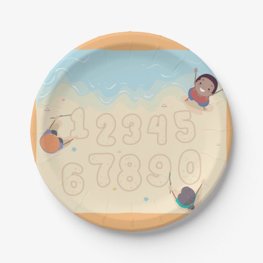 Kinder schrijfnummers in de Borden voor zandpapier Papieren Bordje (Voorkant)