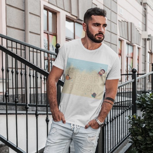 Kinder schrijfnummers in de zand T-shirt