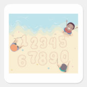 Kinder schrijfnummers in de Zandvierkant Sticker (Voorkant)
