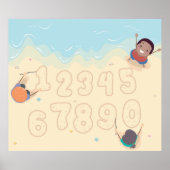 Kinder schrijfnummers in het zand-Poster Poster (Voorkant)