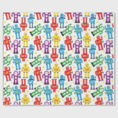 Kinder sciencefictionrobots en aliens jarig cadeaupapier (Vlak)