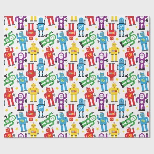 Kinder sciencefictionrobots en aliens jarig cadeaupapier (Vlak)