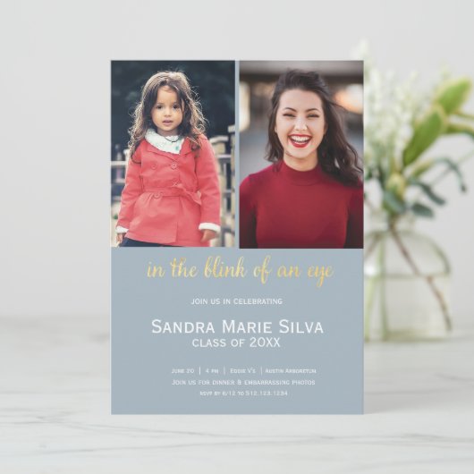 Kinder Senior Photo Graduparty Invitation Kaart (Staand voorkant)