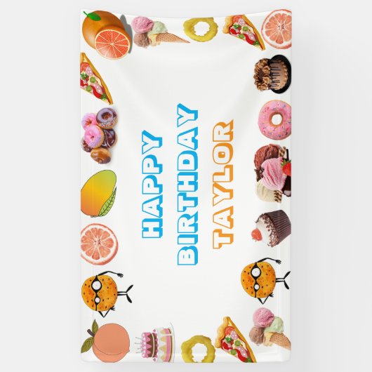 Kinder Sesamstraat Foodie Truck Verjaardag Spandoek (Verticaal)
