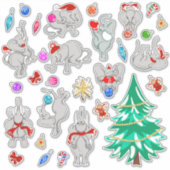 Kinder set | Olifanten Trim-a-Tree Kerstmis Sticker (Voorkant)