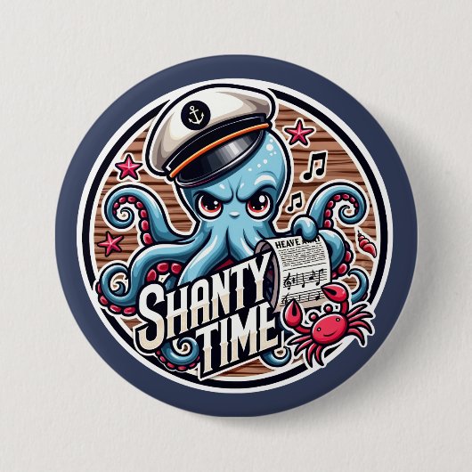 Kinder Shanty Time Ronde Button 7,6 Cm (Voorkant)