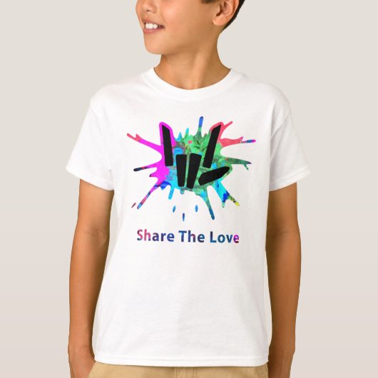 Kinder Share Love Merch S en Young370 T-shirt (Voorkant)