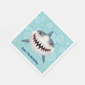 Kinder Shark Aqua Glitter Birthday Party Napkins Servet (Hoek)