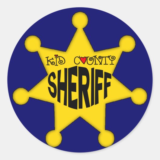 Kinder Sheriff T Shirten en Kinder geschenken Ronde Sticker (Voorkant)