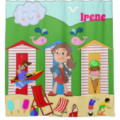 Kinder Shower Curtain Beach Ice Cream Douchegordijn (Voorkant)