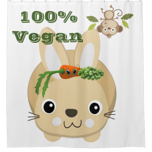 Kinder Shower Curtain konijnenkruitjes en erwten Douchegordijn (Voorkant)