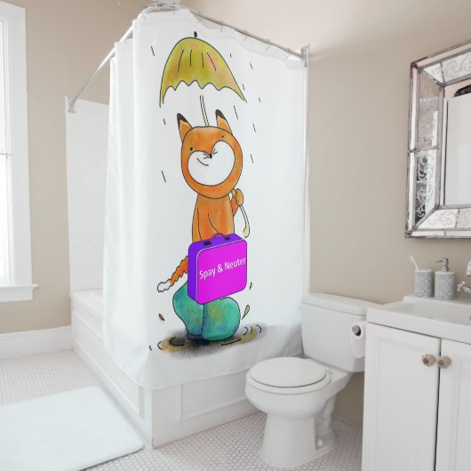 Kinder Shower Curtain Spay & Neuter Cats Felines Douchegordijn (In situ)