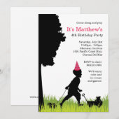 Kinder Silhouette Birthday Party Invitation Kaart (Voorkant / Achterkant)