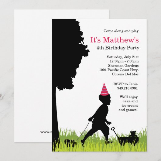 Kinder Silhouette Birthday Party Invitation Kaart (Voorkant / Achterkant)