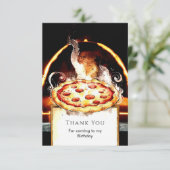 Kinder Simpele Pizza Verjaardag Bedankkaart (Staand voorkant)