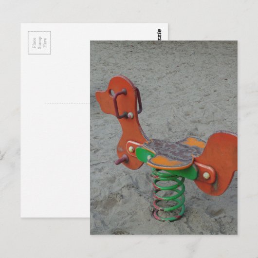 Kinder Sinaasappel Dog Speelgoed in zand Briefkaart (Voorkant / Achterkant)