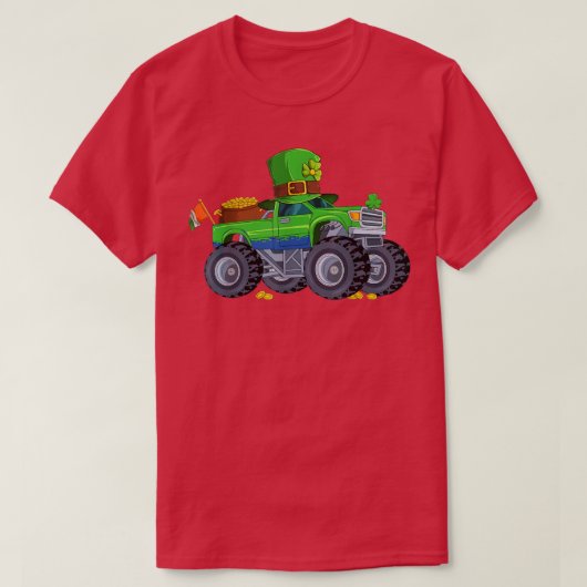Kinder Sint Patricks Dag Funny Monster Truck voor  T-shirt (Design voorkant)
