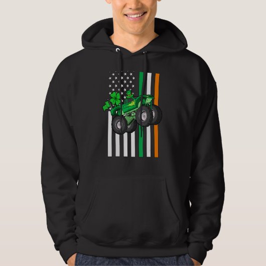 Kinder Sint Patrick's Day Monster Truck Shamrock Hoodie (Voorkant)