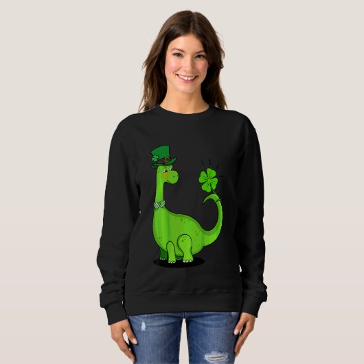 Kinder Sint Patrick's Day Trex Dinosaur Irish Boys Trui (Voorkant volledig)