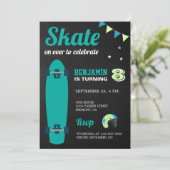 Kinder Skateboard Birthday Party Kaart (Staand voorkant)