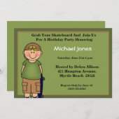 Kinder Skateboard Birthday-uitnodigingen Kaart (Voorkant / Achterkant)