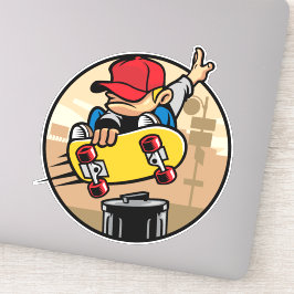 Kinder Skateboarder Sticker