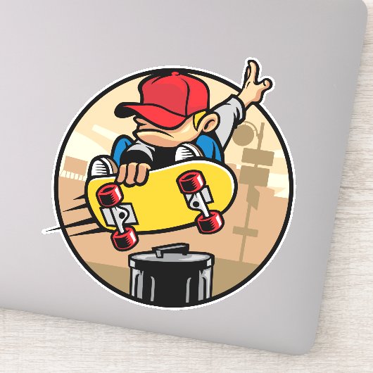 Kinder Skateboarder Sticker (Detail)