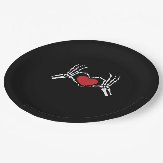 Kinder Skelet Hand Hart Valentijnsdag Cool Class Papieren Bordje (Gekanteld)