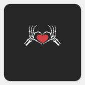Kinder Skelet Hand Hart Valentijnsdag Cool Class Vierkante Sticker (Voorkant)